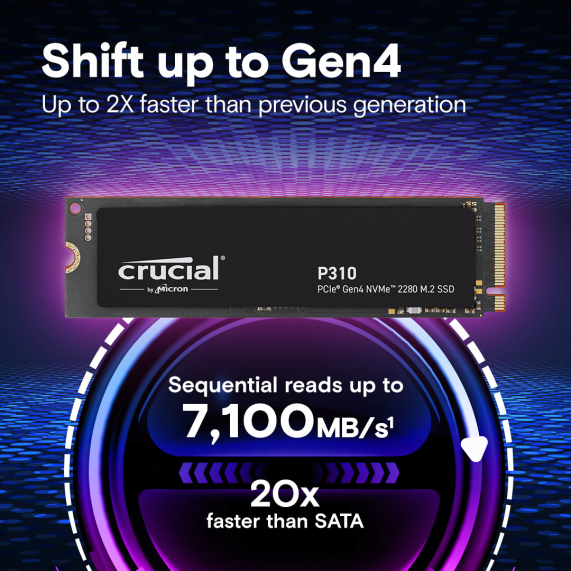 Crucial P310 500GB Gen4 NVMe M.2 2280 SSD CT500P310SSD8 - Blazing